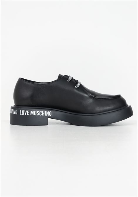 Mocassini neri da donna con lacci logati LOVE MOSCHINO | JA10414G0LIA0000